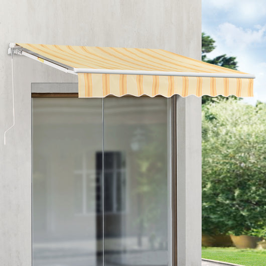 Tenda da Sole a Muro con Bracci Estensibili e Manovella - 350 x 250 cm (LxP) - Tettuccio Parasole con Protezione Raggi