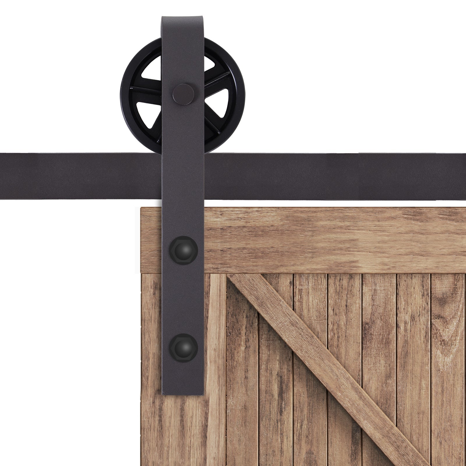 Binario per Porte Scorrevoli 183x4x0,6 cm con Kit di Accessori Nero