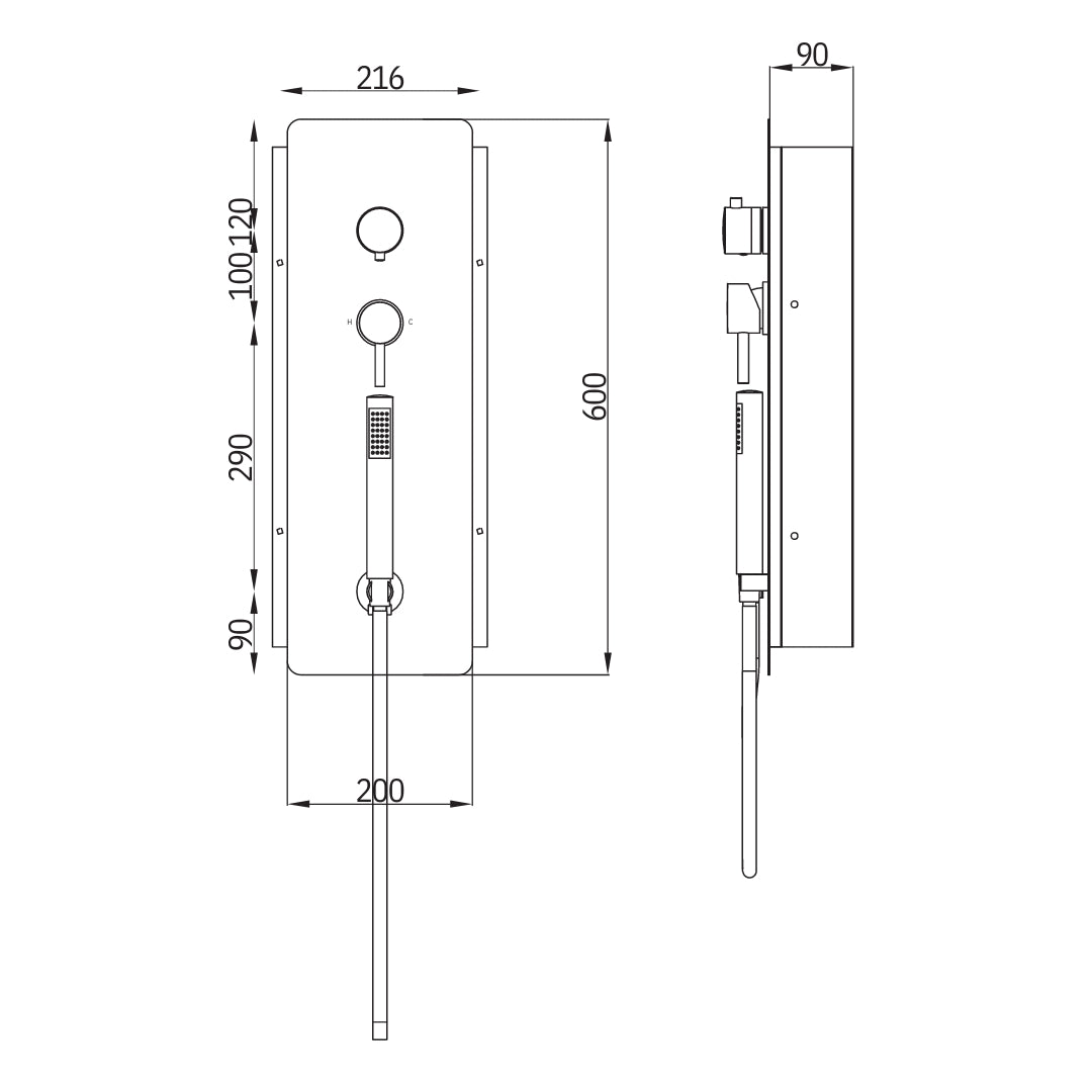 Wall kit a parete da incasso a muro acciaio inox + soffione doccia a parete acciaio inox punta tonda con cascata