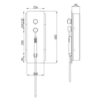 Wall kit a parete da incasso a muro acciaio inox + soffione doccia a parete acciaio inox punta tonda con cascata