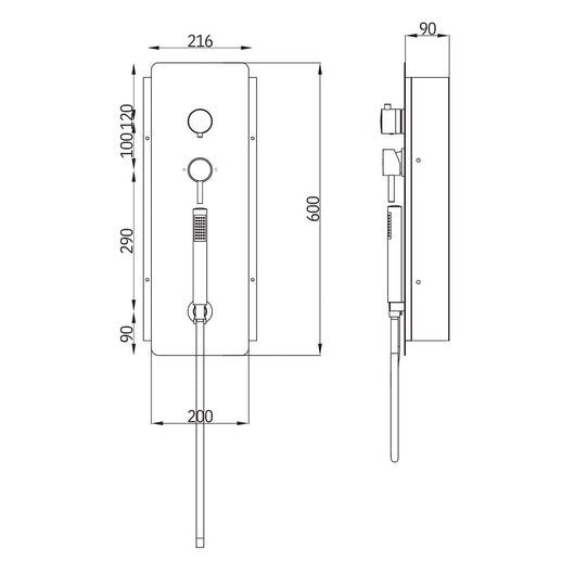 Wall kit a parete da incasso a muro acciaio inox + soffione doccia a parete acciaio inox punta tonda con cascata