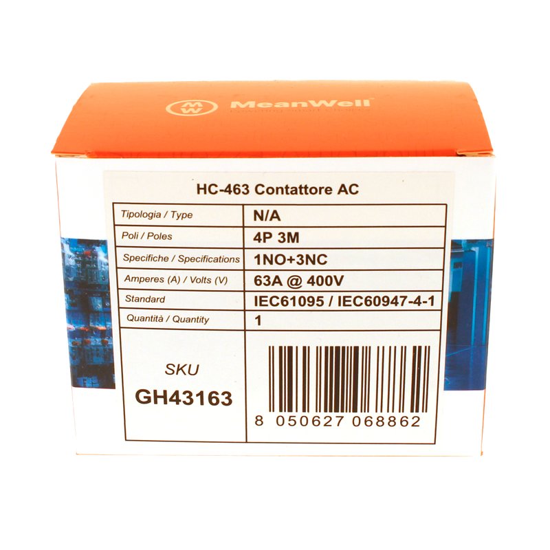 MeanWell Contattore Modulare AC 4P 3M 1NO+3NC 63A AC 400V IP20 IEC61095 / IEC60947-4-1