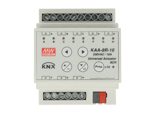 MeanWell KAA-8R-10 Attuatore KNX Universale Relay On/Off 8 Canali 10A Konnex Con Guida DIN Binario Per Tapparelle Saracinesche