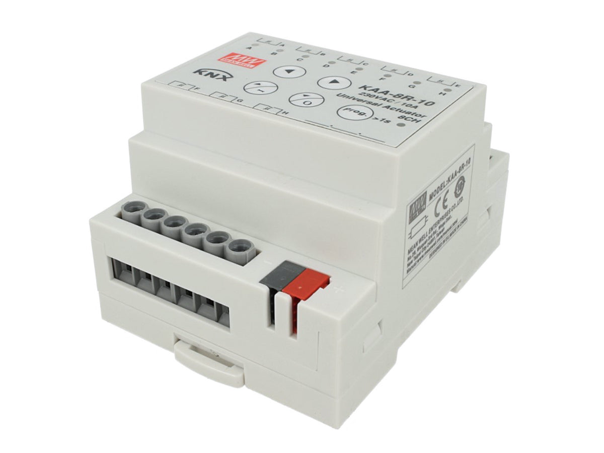 MeanWell KAA-8R-10 Attuatore KNX Universale Relay On/Off 8 Canali 10A Konnex Con Guida DIN Binario Per Tapparelle Saracinesche