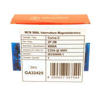 MeanWell MCB Interruttore Magnetotermico Automatico Curva C 2P 2M 6000A  C25A AC 400V IP20 IEC60898-1