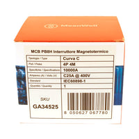 MeanWell MCB Interruttore Magnetotermico Automatico Curva C 4P 4M 10000A C25A AC 400V IP20 IEC60898-1