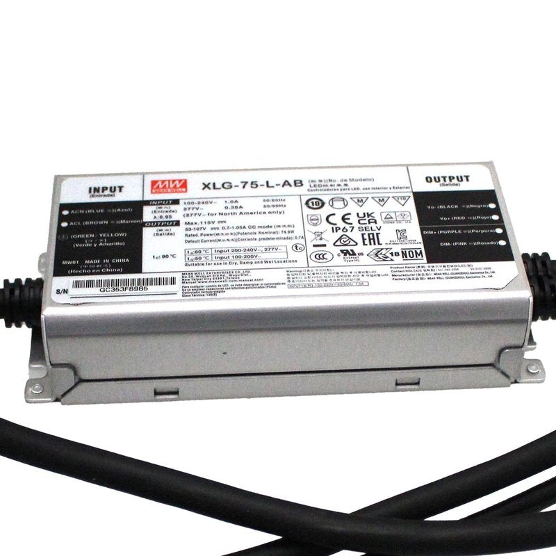 MeanWell XLG-75-L-AB Led Driver Corrente Costante 700mA 53-107V 75W IP67 Dimmerabile 3 In 1