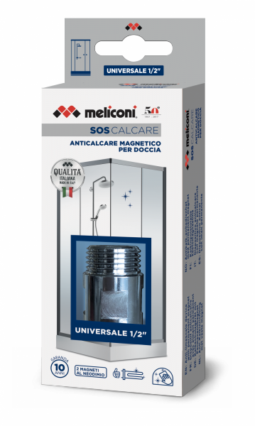 Meliconi base sos calcare anticalcare magnetico per doccia, universale 1/2'', metallo