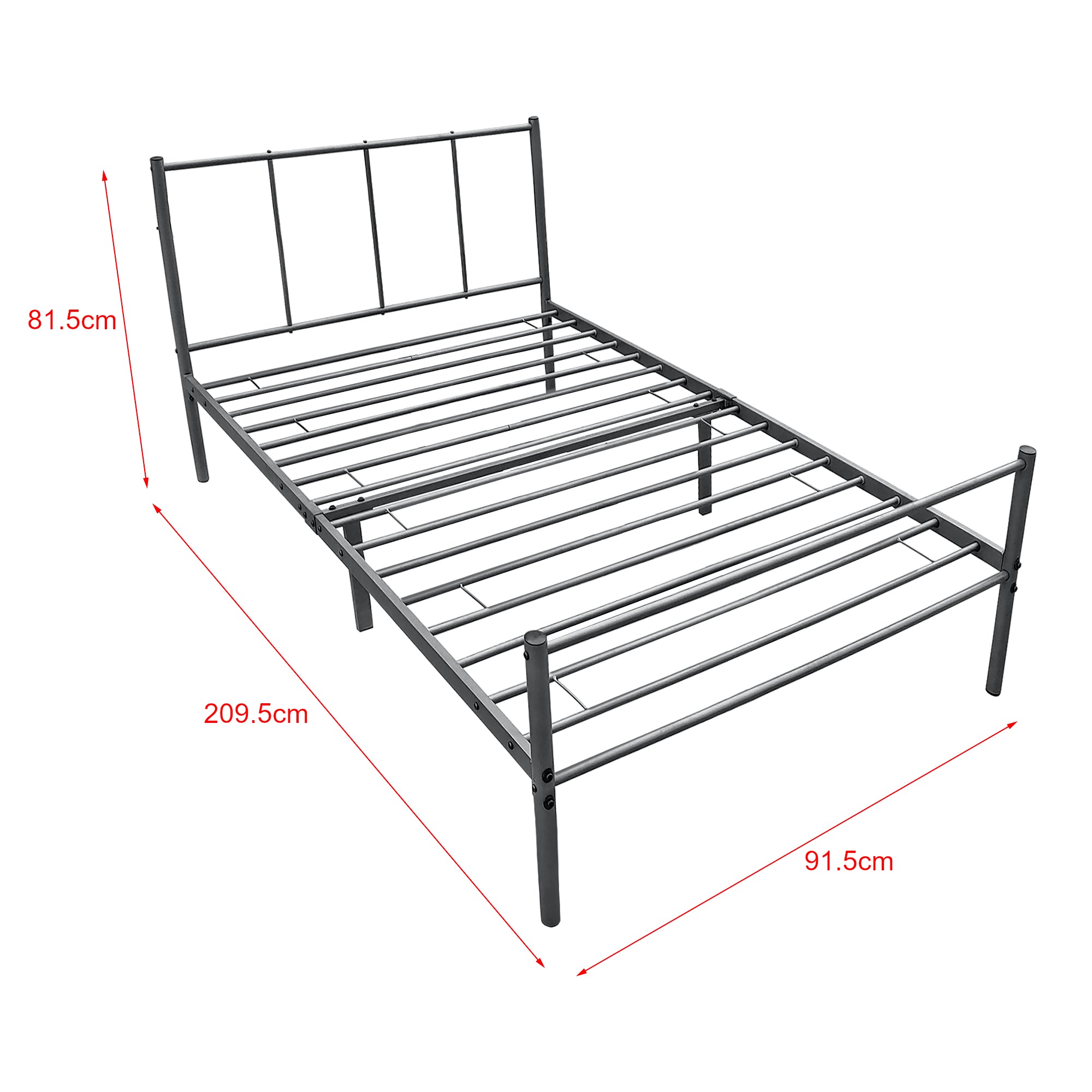 Struttura Letto in Metallo con Testiera e Pediera con Materasso a Schiuma Fredda 90 x 200 cm Letto Singolo per