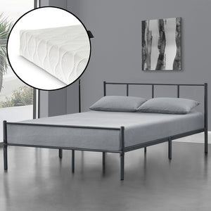 Struttura Letto in Metallo con Testiera e Pediera con Materasso a Schiuma Fredda 120 x 200 cm Letto 1 Piazza e Mezza per