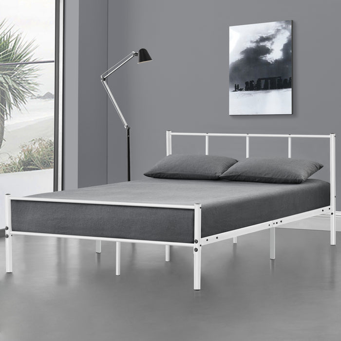 Struttura Letto in Metallo con Testiera e Pediera 120 x 200 cm Letto 1 Piazza e mezza per Adulti / Ragazzi - Bianco