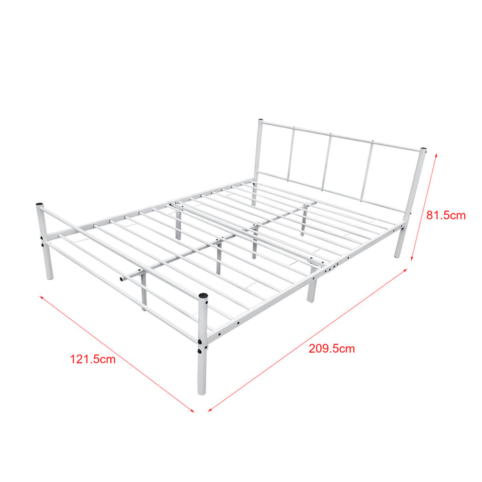 Struttura Letto in Metallo con Testiera e Pediera 120 x 200 cm Letto 1 Piazza e mezza per Adulti / Ragazzi - Bianco