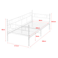 Struttura Divano a 2-3 Posti di Seduta Letto Singolo in Metallo 90 x 200 cm Sofa in Acciaio con Elementi Decorativi -