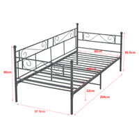 Divano a 2-3 Posti di Seduta Letto Singolo in Metallo con Materasso a Schiuma Fredda 90 x 200 cm Sofa in Acciaio con