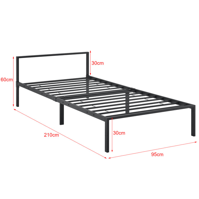 Struttura Letto in Metallo con Testiera Bassa con Materasso a Schiuma Fredda 90 x 200 cm Letto Singolo per