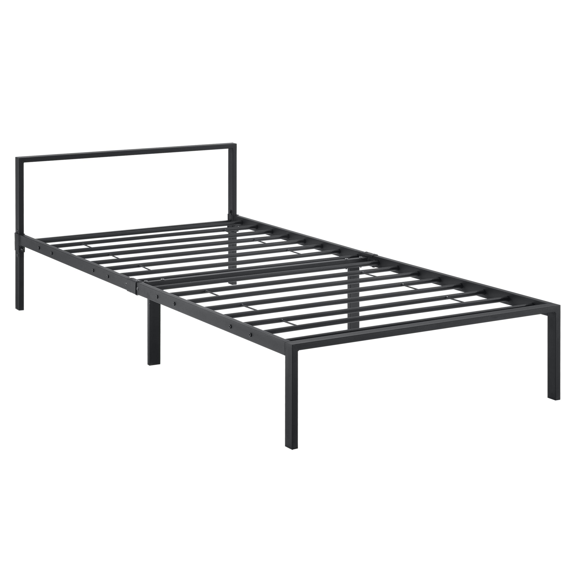 Struttura Letto in Metallo con Testiera Bassa 90 x 200 cm Letto Singolo per Adulti / Ragazzi - Nero