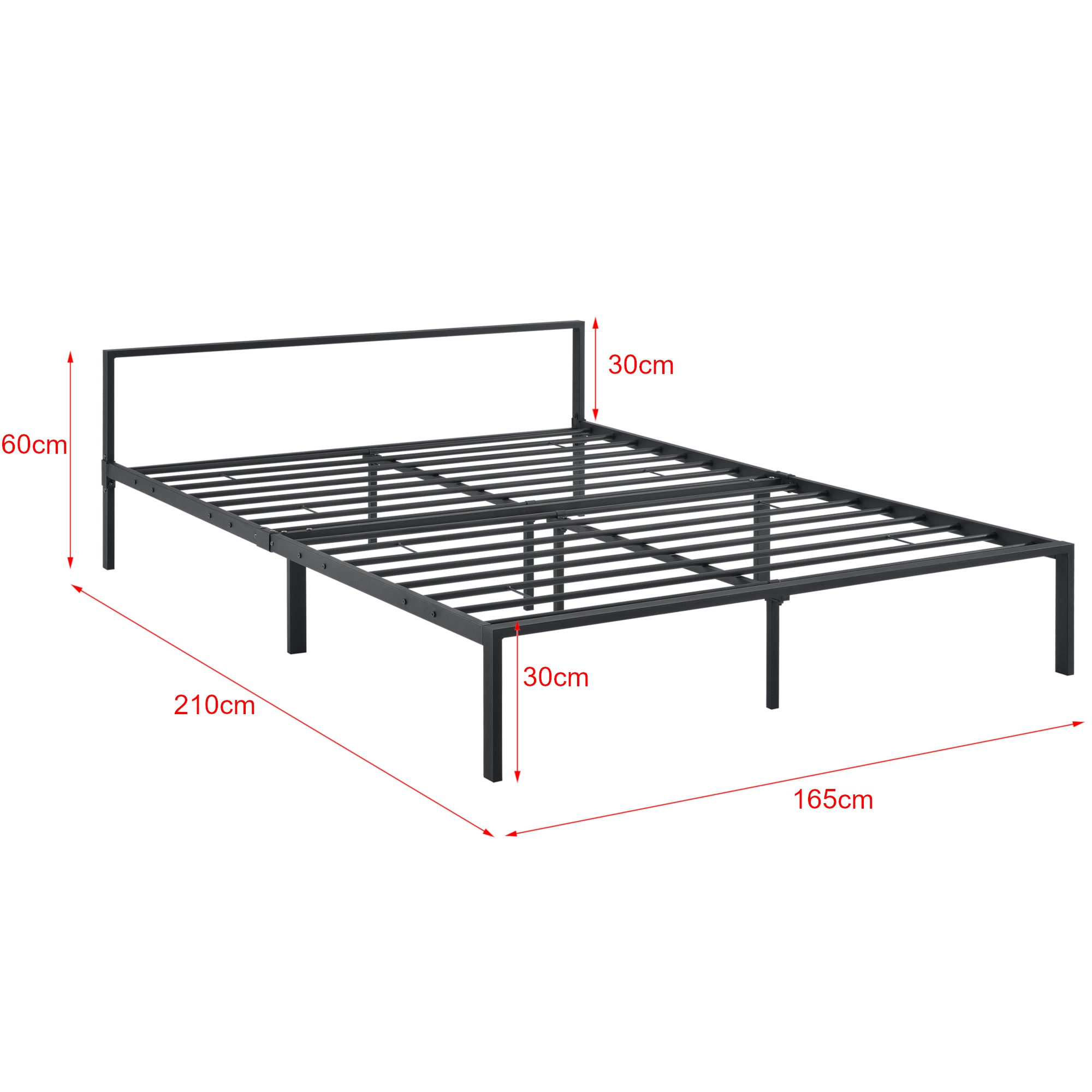 Struttura Letto in Metallo con Testiera Bassa 160 x 200 cm Letto Matrimoniale / 2 Piazze - Nero