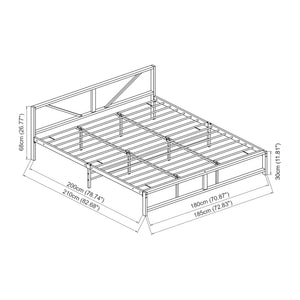 Letto in Metallo con Materasso a Schiuma Fredda 180 x 200 cm Letto Matrimoniale/King Size con Testiera Decorativa Letto
