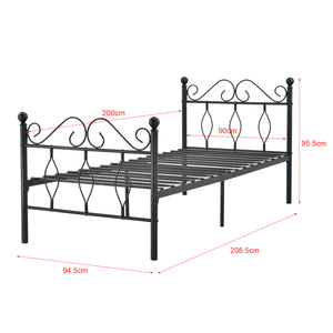 Struttura Letto Singolo in Metallo con Testiera e Pediera in Stile Romantico/Classico con Materasso 90 x 200 cm Letto 1