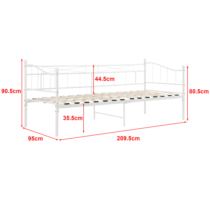 Divano in Metallo a 2-3 Posti di Seduta, Supporto max.150 kg Letto Singolo 90 x 200 cm Sofa in Acciaio con Cornice