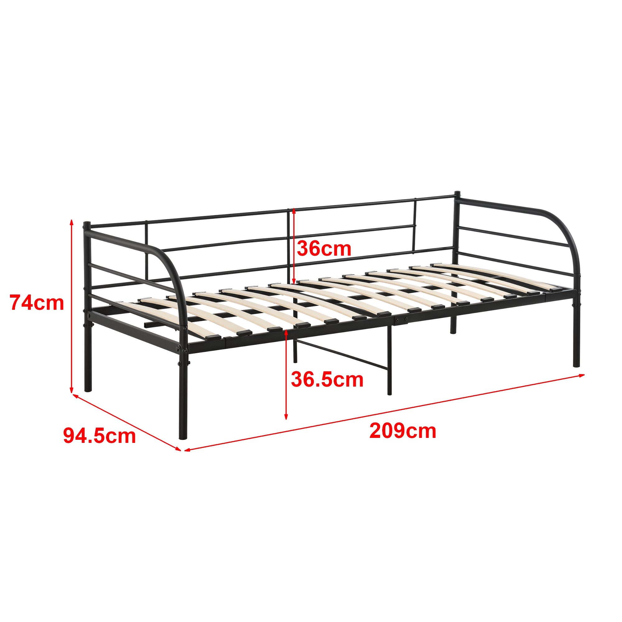 Divano in Metallo a 2-3 Posti di Seduta + Materasso a Schiuma Fredda 90 x 200 cm Supporto Max.150 kg Letto Singolo, Sofa