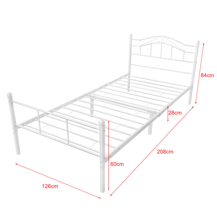 Letto Piazza e Mezza Florenz in Acciaio con Testiera Alta Decorativa 120 x 200 cm Bianco [en.casa]