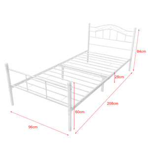 Letto Singolo Florenz in Acciaio con Testiera Alta Decorativa 90 x 200 cm Bianco [en.casa]