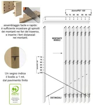 Controtelaio in abete per muratura 215 x 104 cm da 10,5 cm