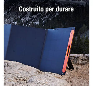 Pannello solare portatile Jackery SolarSaga da 200 W, in abbinamento con Explorer 2000 PRO come generatore solare