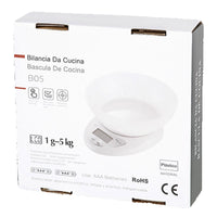 Mini Bilancia Digitale con Schermo LED da Cucina con Ciotola Misura in KG e G 18cmx17.5cm a 2 Batteria AAA