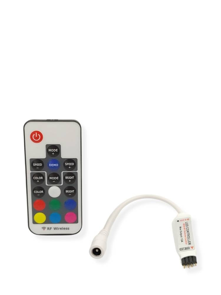 Mini Centralina Telecomando RF Dimmer Per Striscia Led 12V-24V RGB Wireless Controller Strip Light