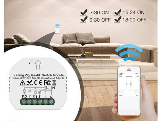 Mini Interruttore Intelligente Smart WIFI + RF433 10A 220V Compatibile Con Amazon Alexa e Google Home