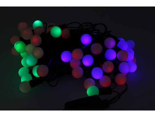 Mini Lucciole 60 Led Multicolori RGB Forma Pallina Rotonda Per Decorazione Natale Filo Nero 8,8 metri Uso Interno CS31050