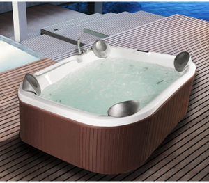 Mini piscina idromassaggio da esterno rettangolare airpool e idro, cromoterapia, radio 210x170x80cm Sicorage Tesym