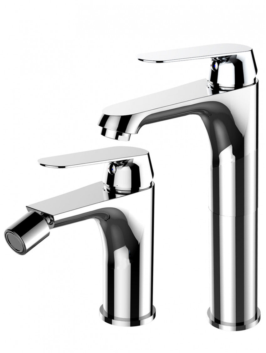 Miscelatore alto monocomando lavabo e bidet, scarico click-clack, cromo Keller Taps Sky