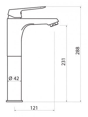 Miscelatore alto monocomando lavabo e bidet, scarico click-clack, cromo Keller Taps Sky