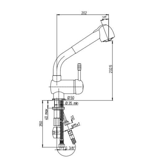 Miscelatore monoforo lavello doccia estraibile Paini 64CR566 cromato