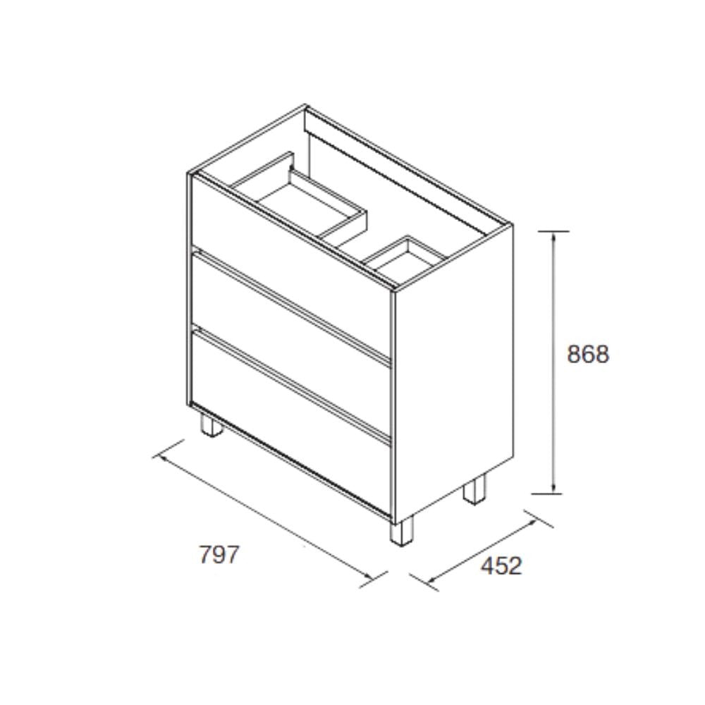 Mobile bagno Elmas80 rovere caledonia con lavabo 3 cassetti 81x45x86h