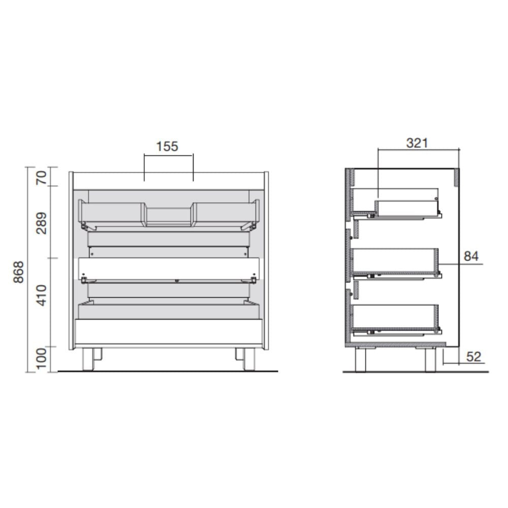 Mobile bagno Elmas80 rovere caledonia con lavabo 3 cassetti 81x45x86h