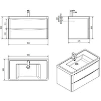 Mobile bagno sospeso Lesina bianco lucido 90x48x55