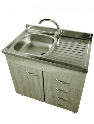 Mobile cucina due ante con lavello inox sx e cassettiera dx finitura olmo 80x50xH81cm Potres Sabin