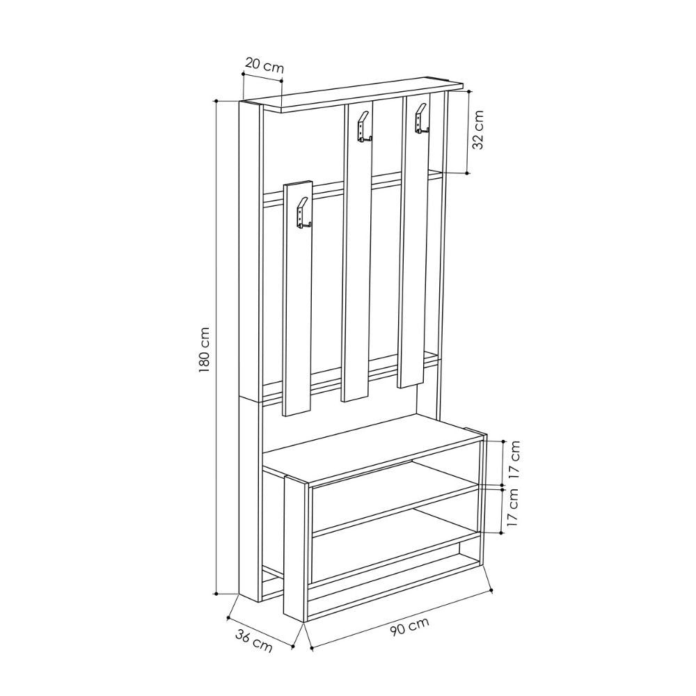 Mobile ingresso Chester bianco 90x36x180