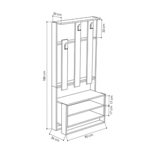 Mobile ingresso Chester bianco 90x36x180