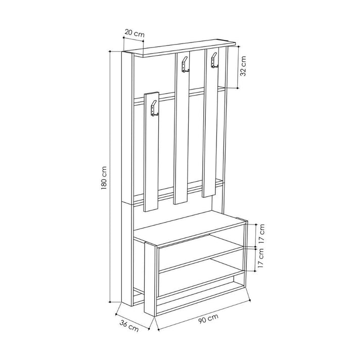 Mobile ingresso Chester bianco 90x36x180