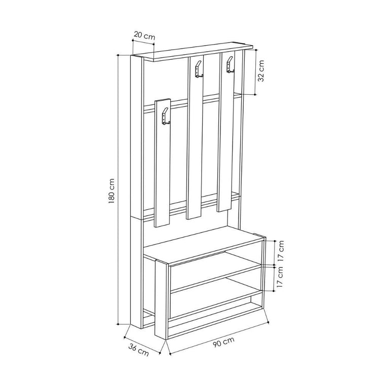 Mobile ingresso Chester noce 90x36x180