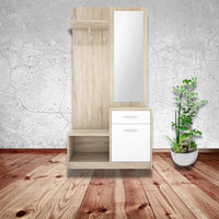 Mobile ingresso Nepo con specchio rovere sonoma bianco