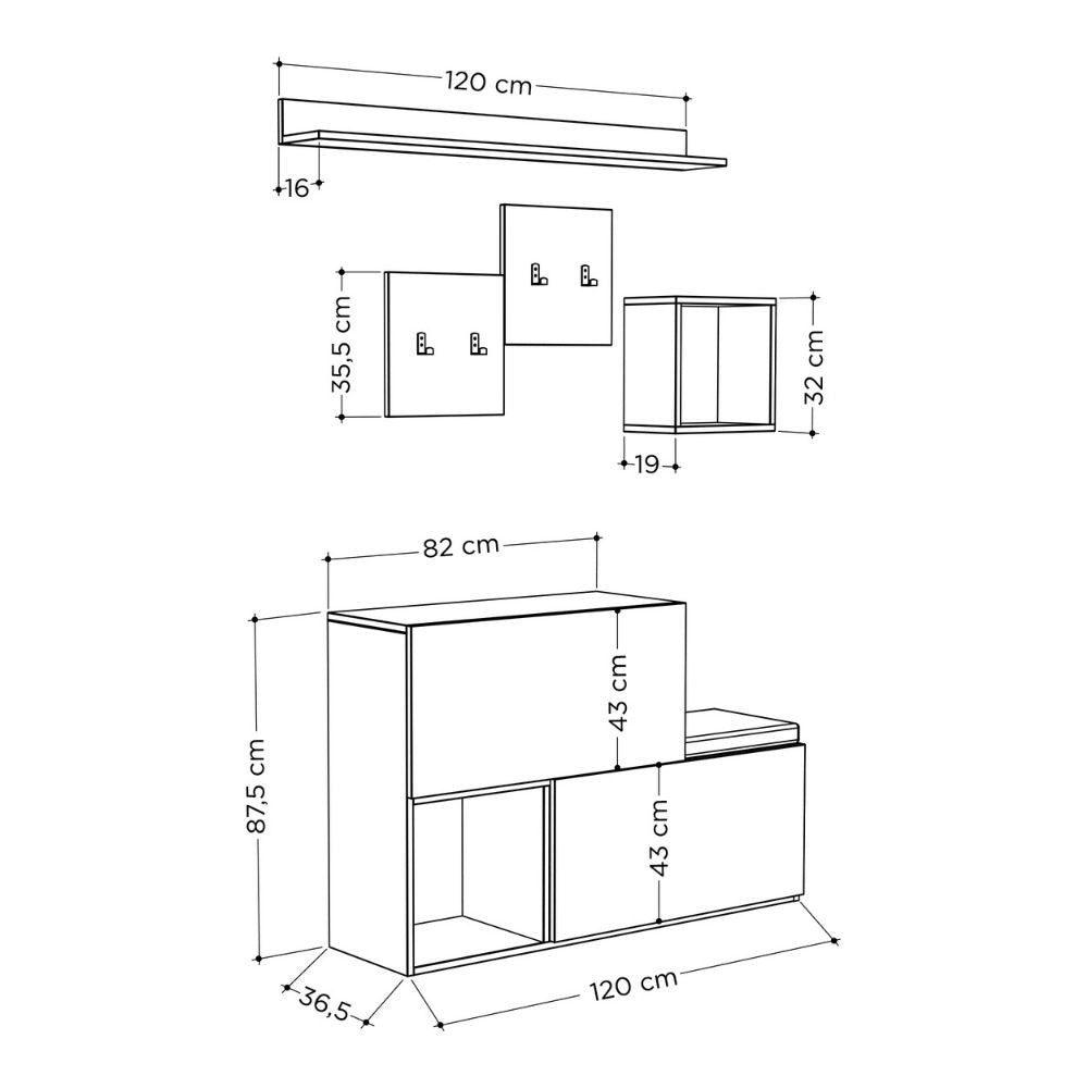 Mobile ingresso scarpiera Holdon colore tortora dark coffee