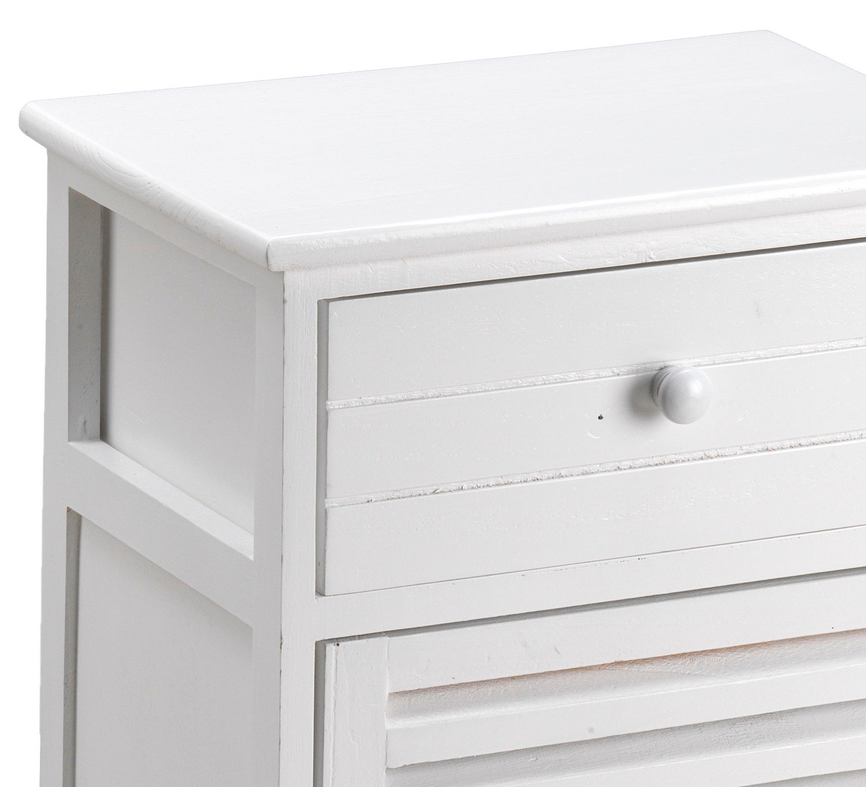 Mobiletto soggiorno, cassetto e anta, in legno paulownia bianco 40x29x64H Slome