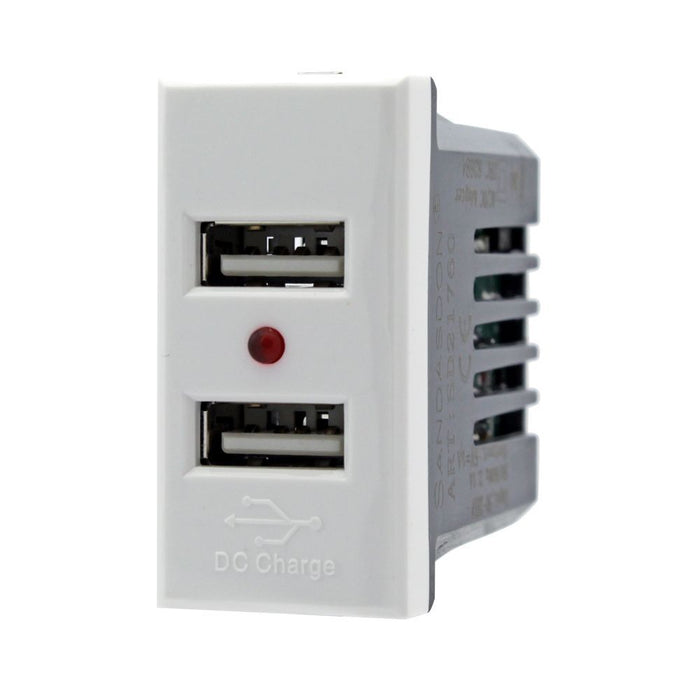 Modulo Caricatore 2 Porte USB 2,1A Bianco Compatibile Bticino Axolute SD21760B