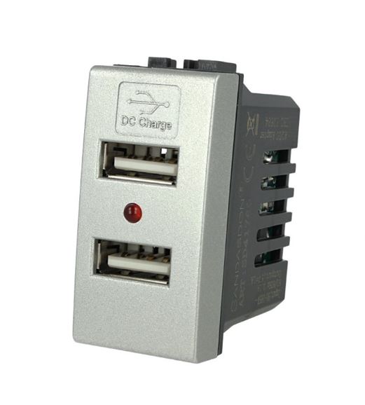 Modulo Caricatore 2 Porte USB 2,1A Tech Compatibile Bticino Living